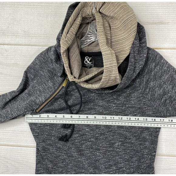 Ampersand Avenue Hoodie Womens S Black Aztec Double Hood Long Sleeve Sweatshirt - Picture 6 of 11